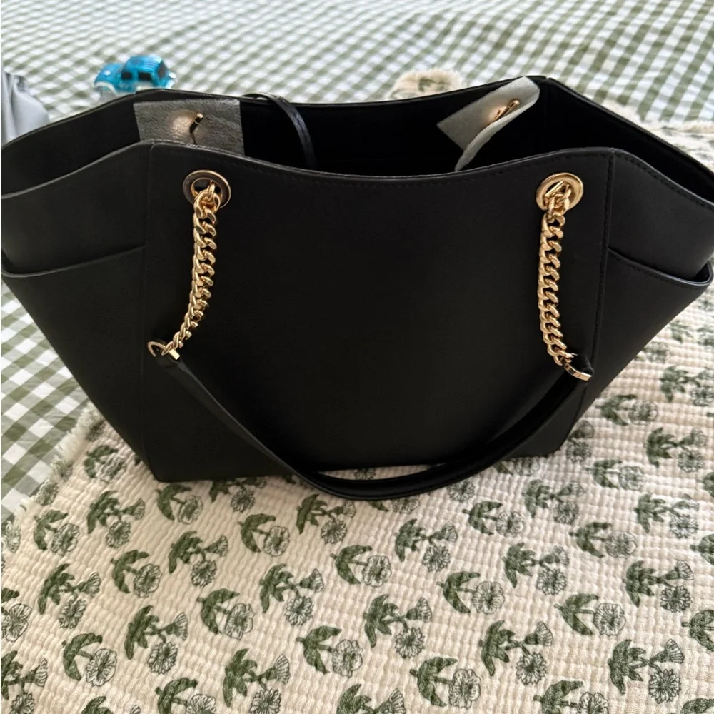 Michael Kors Black Shoulder Bag with Gold Accents